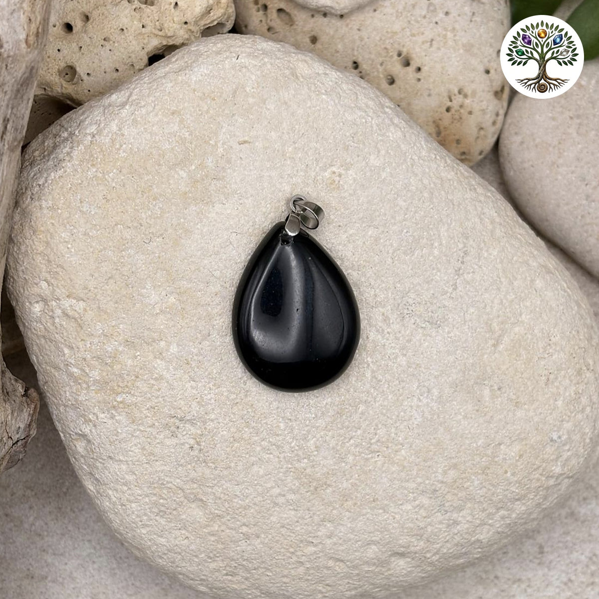 Pendentif Goutte Obsidienne Noire