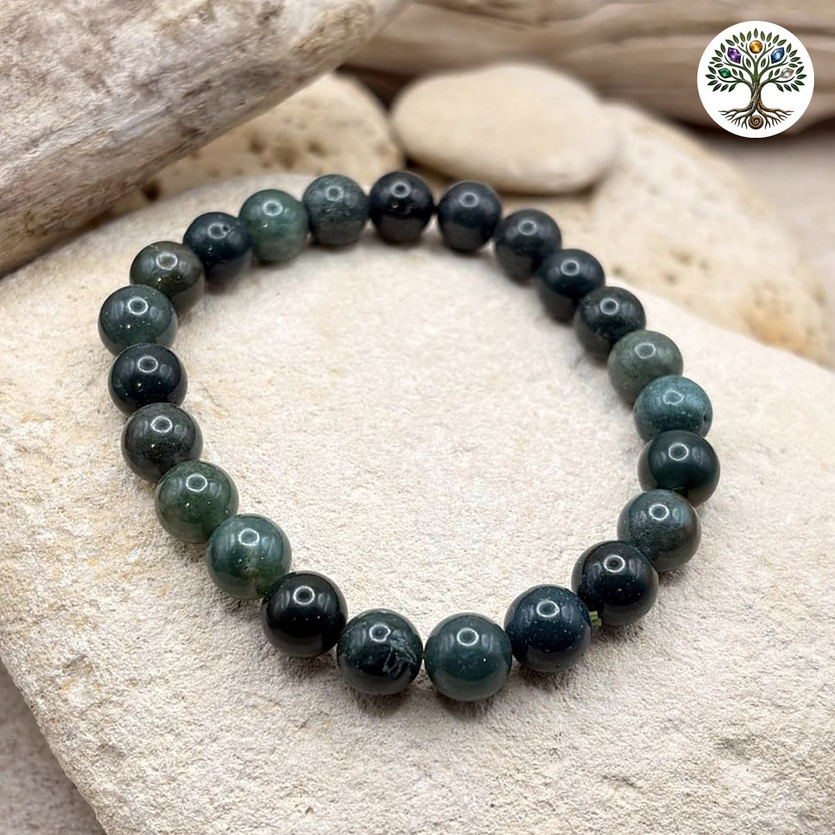 Bracelet boule 8mm - Agate Mousse