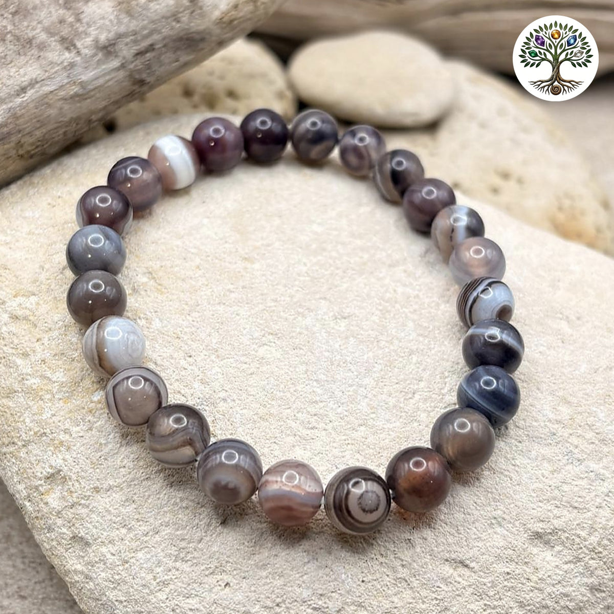 Bracelet boule 8mm - Agate du Botswana