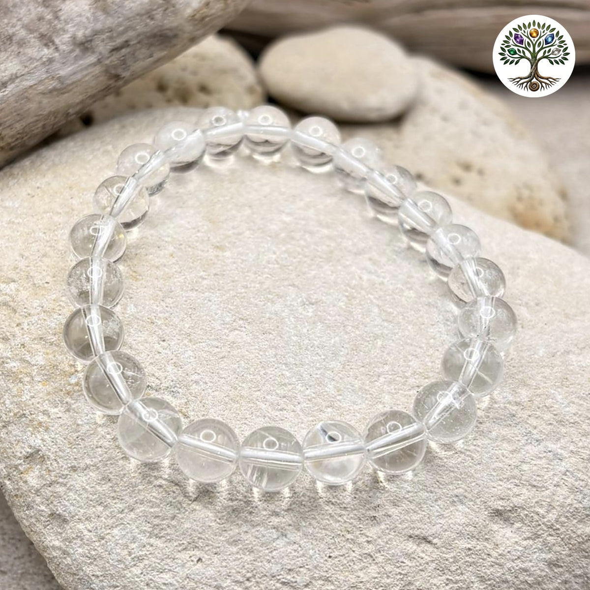 Bracelet boule 8mm - Cristal de Roche