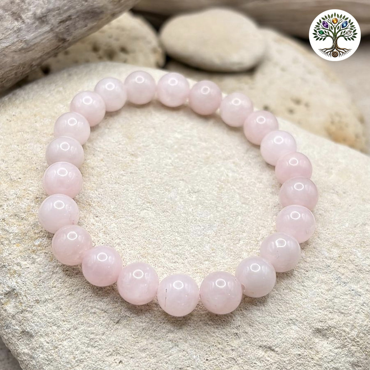 Bracelet boule 8mm - Quartz Rose