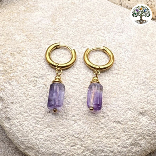 Boucle d'oreille Cléa dorée Fluorite