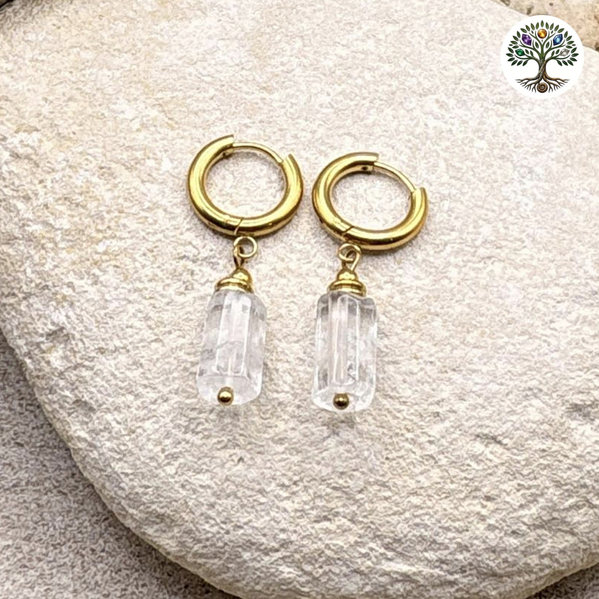 Boucle d'oreille Cléa dorée Cristal de Roche