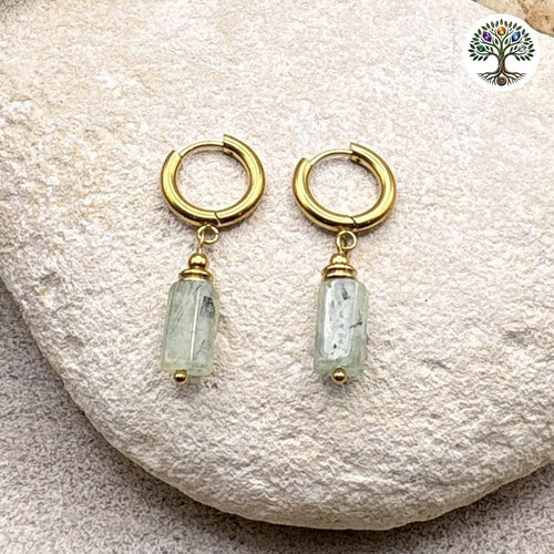 Boucle d'oreille Cléa dorée Préhnite
