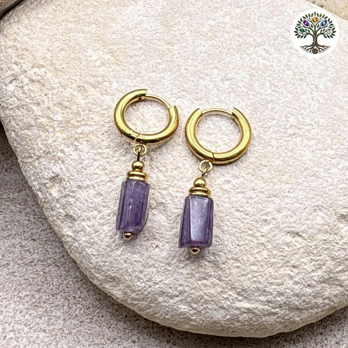 Boucle d'oreille Cléa dorée Améthyste