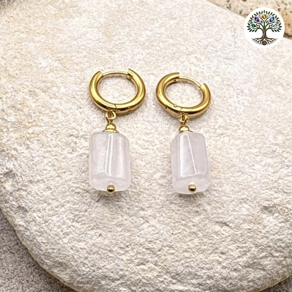 Boucle d'oreille Cléa dorée Quartz Rose