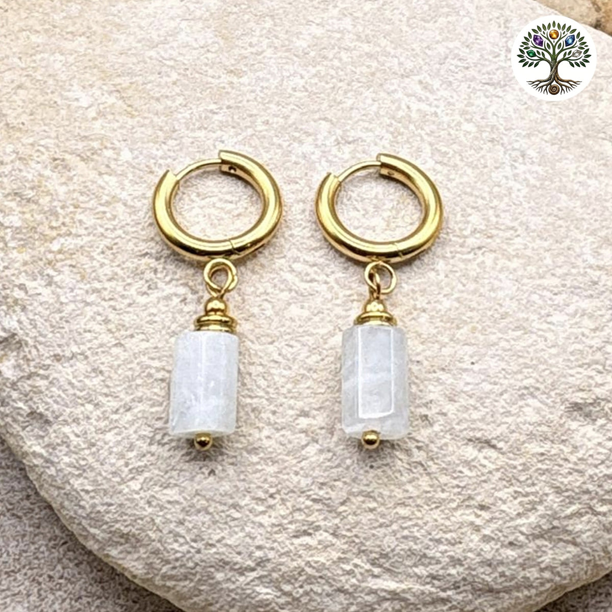 Boucle d'oreille Cléa dorée Aigue-marine