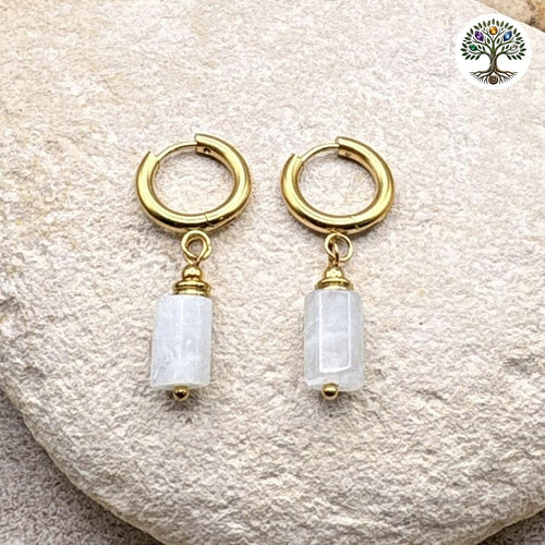 Boucle d'oreille Cléa dorée Aigue-marine