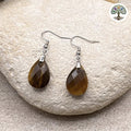 Boucle d'oreille Lyor argentée Œil de Tigre
