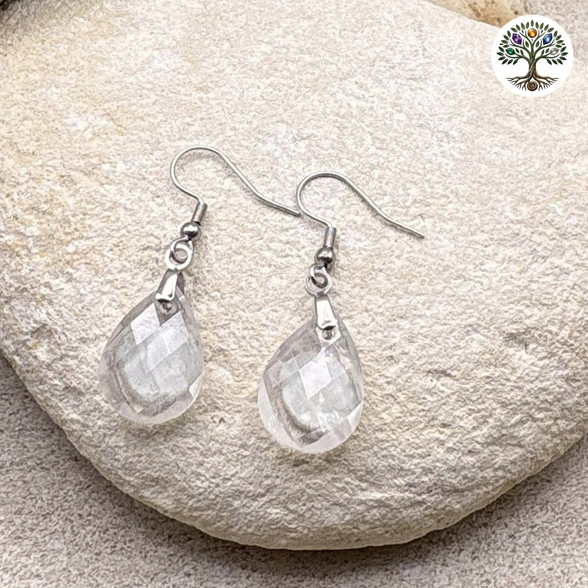 Boucle d'oreille Lyor argentée Cristal de Roche