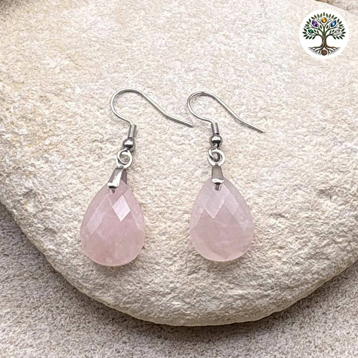 Boucle d'oreille Lyor argentée Quartz Rose
