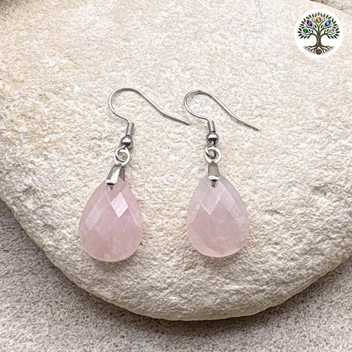 Boucle d'oreille Lyor argentée Quartz Rose