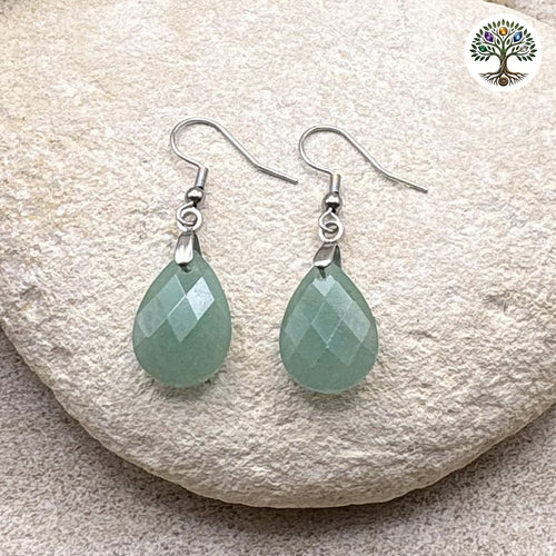 Boucle d'oreille Lyor argentée Aventurine Verte