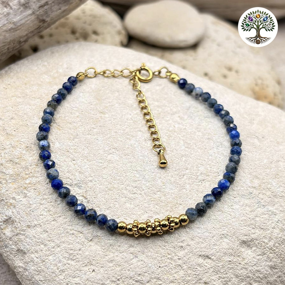Bracelet Aléa doré Lapis-Lazuli