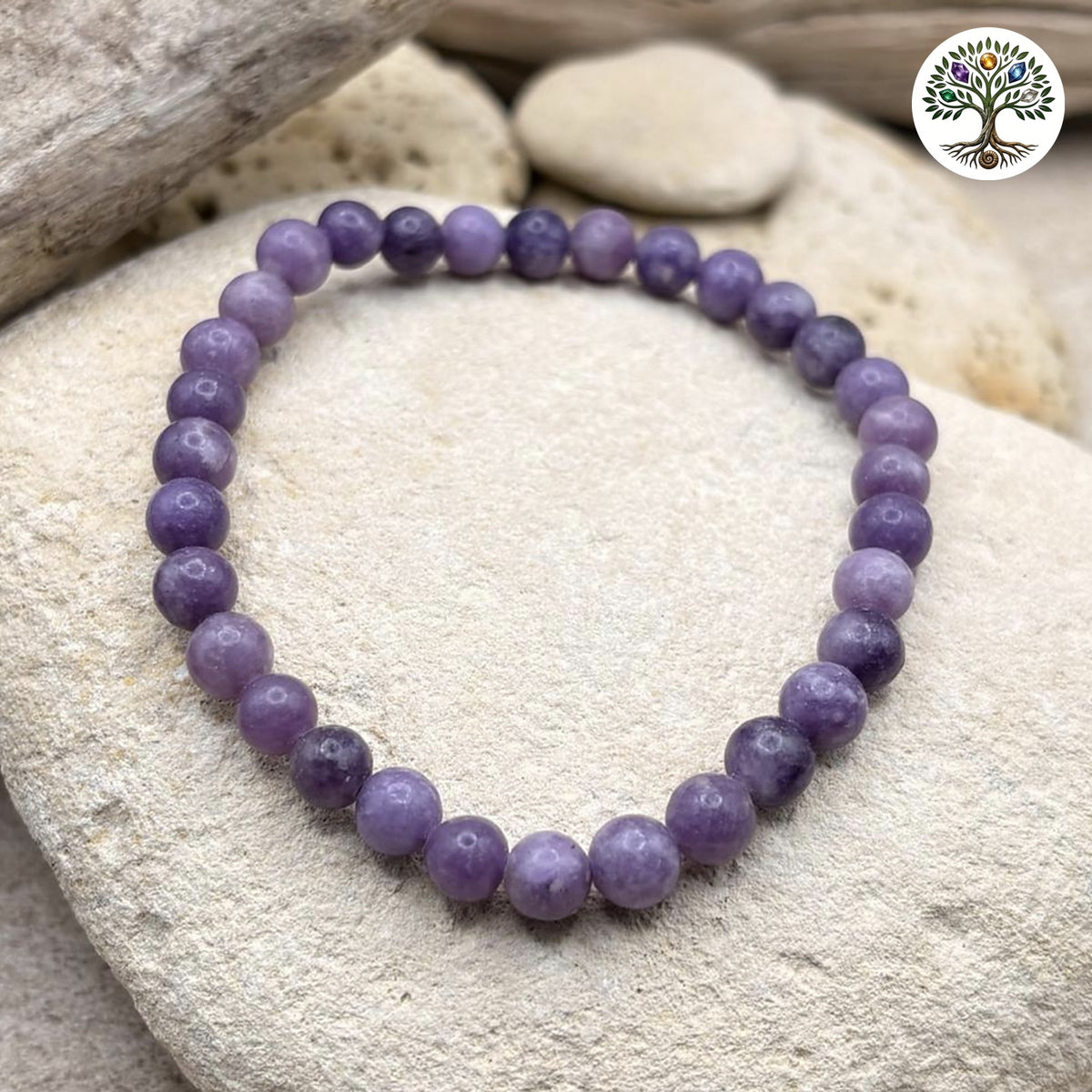 Bracelet boule 6mm - Lépidolite