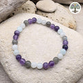 Bracelet multi-pierres Lune, Labradorite, Améthyste, Lépidolite, Aigue-marine