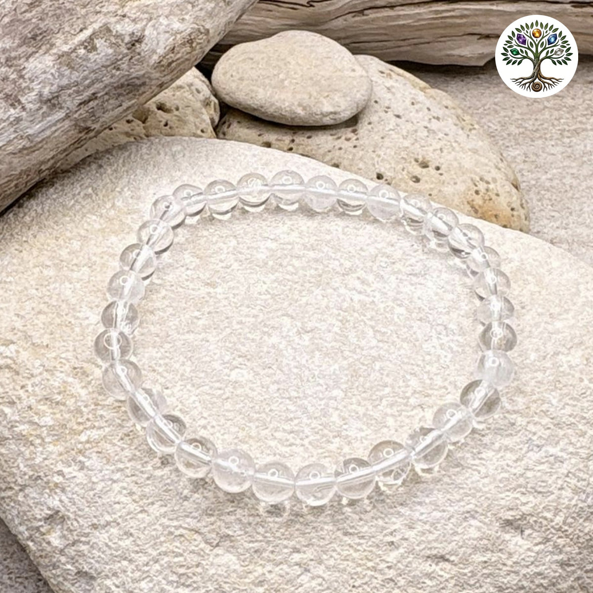 Bracelet boule 6mm - Cristal de Roche