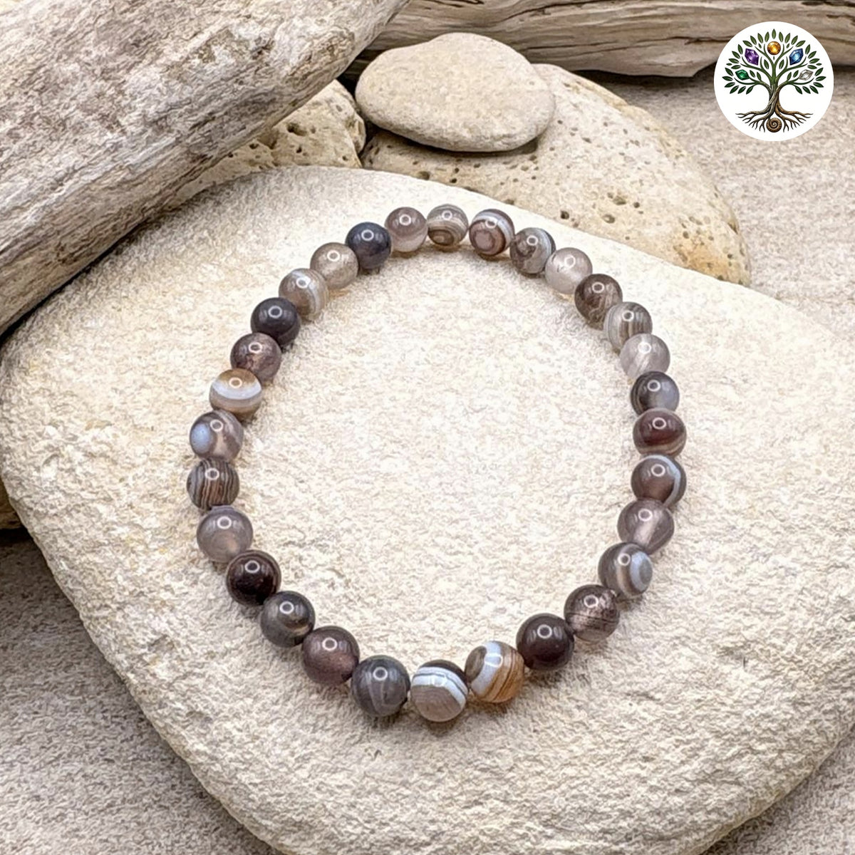 Bracelet boule 6mm - Agate du Botswana