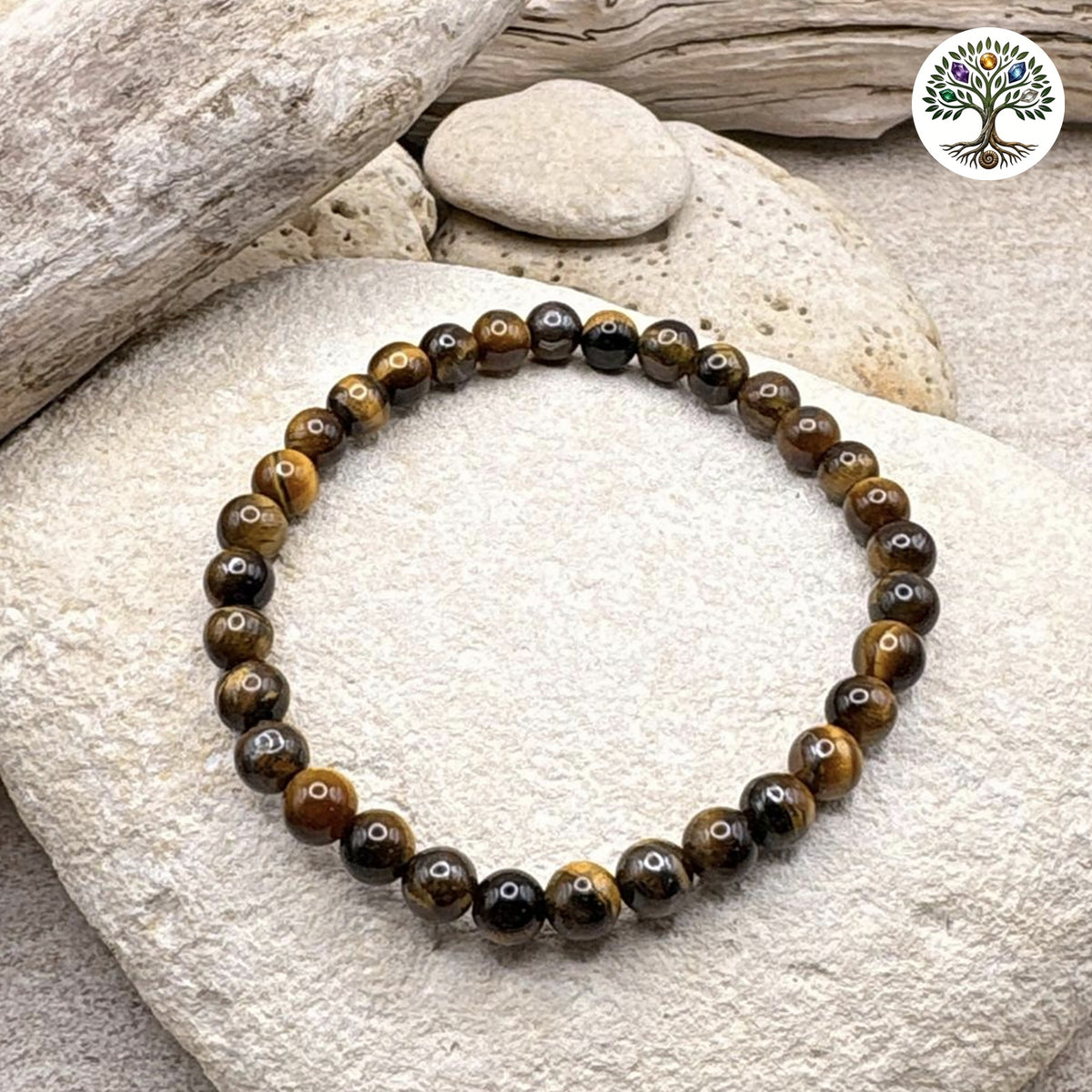 Bracelet boule 6mm - Œil de Tigre