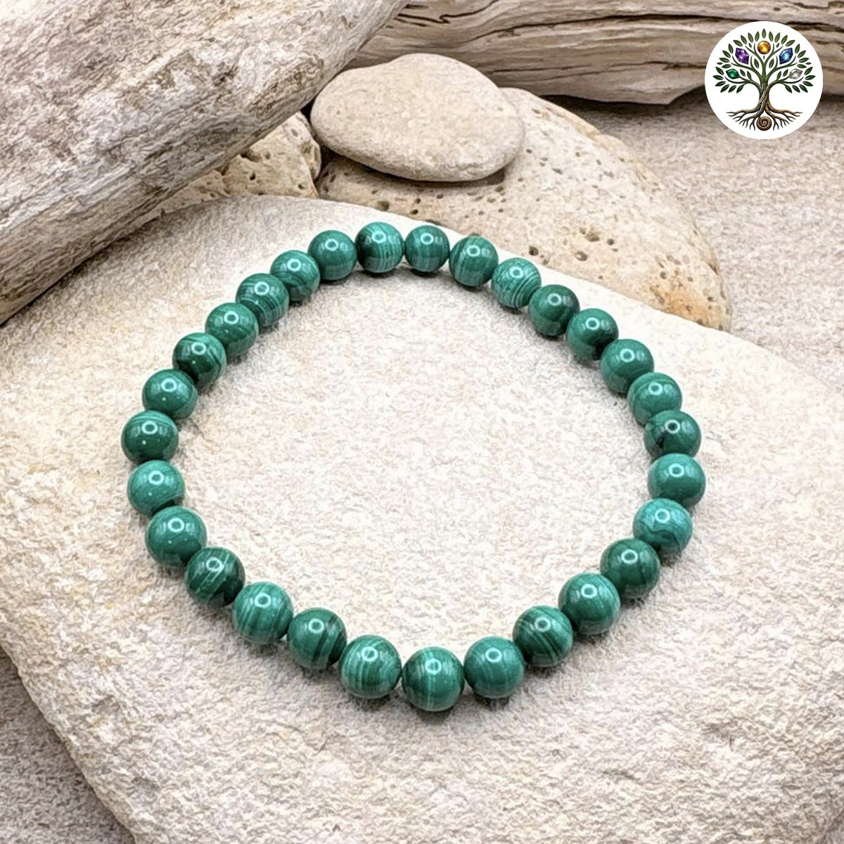 Bracelet boule 6mm - Malachite Claire