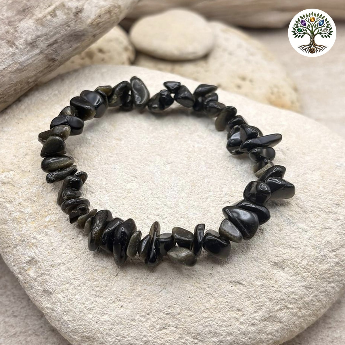 Bracelet baroque Obsidienne Dorée