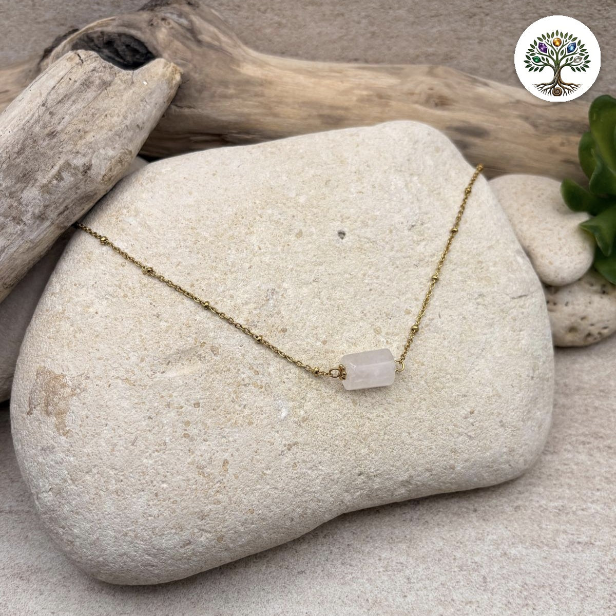 Collier Cléa doré Quartz rose A