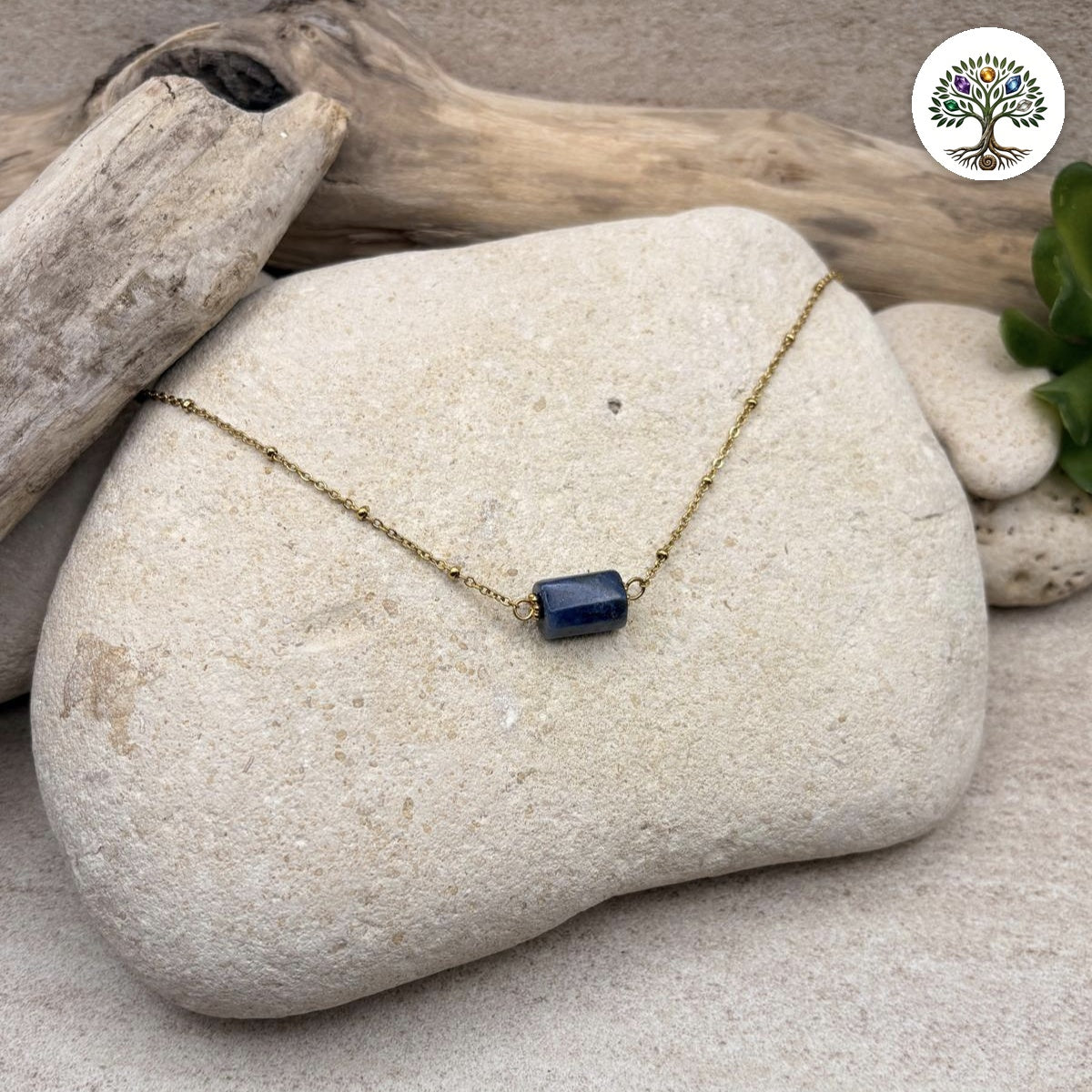 Collier Cléa doré Sodalite A