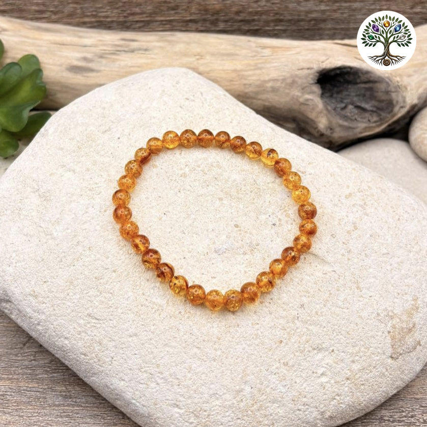 Bracelet Boule 6mm Ambre Miel
