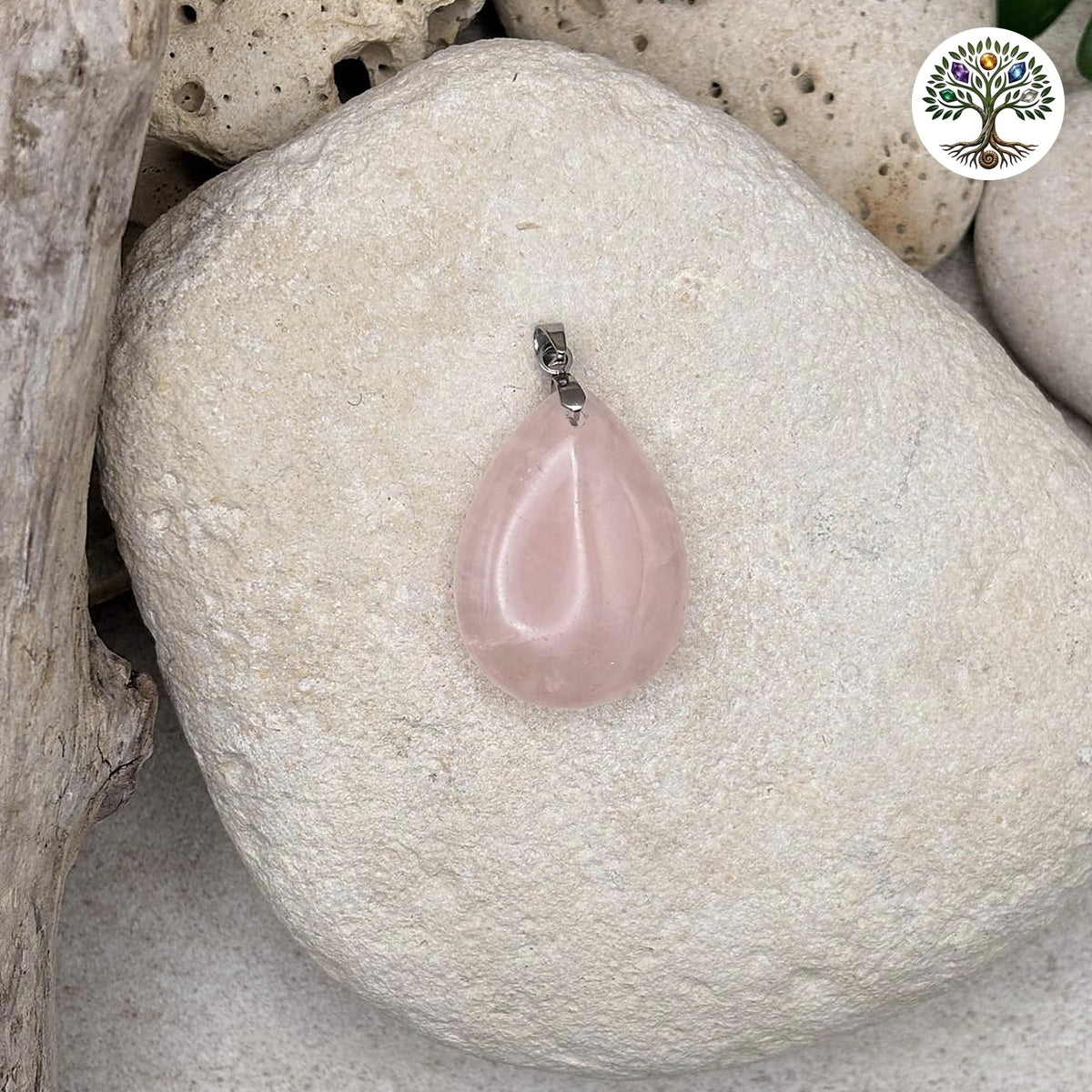 Pendentif Goutte Quartz Rose