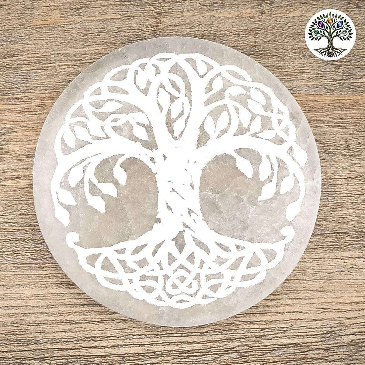 Plaque de rechargement sélénite - Arbre de Vie 10cm